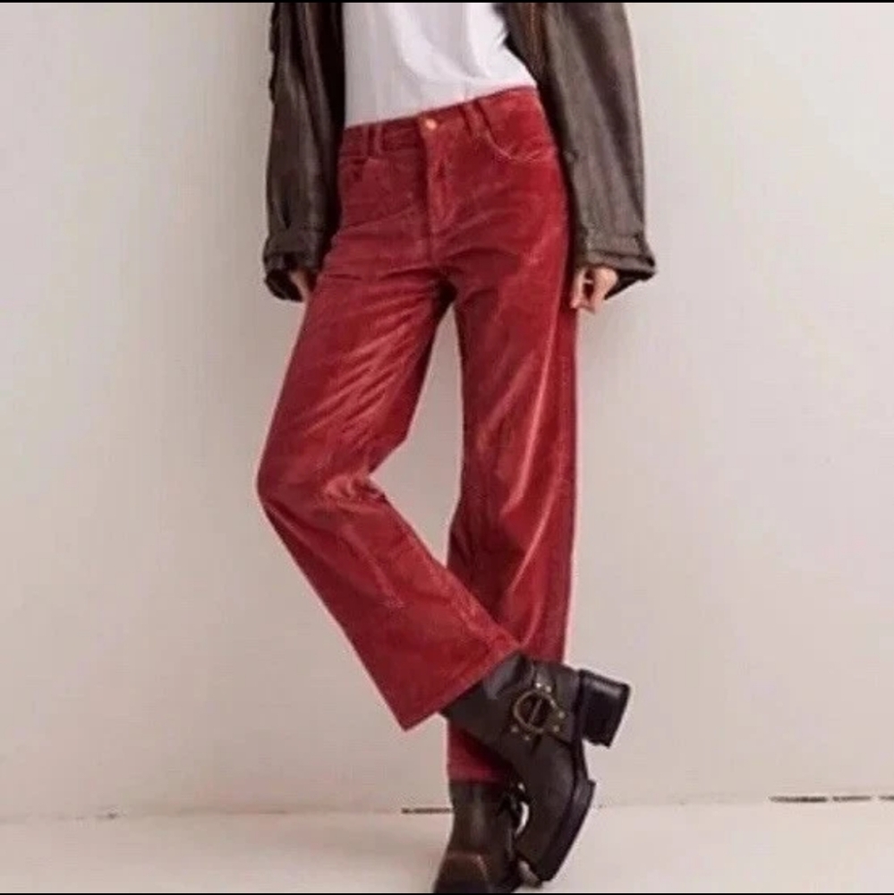 FREE PEOPLE Risk Taker High Rise Straight Corduroy Pants Women's 29 WE THE FREE